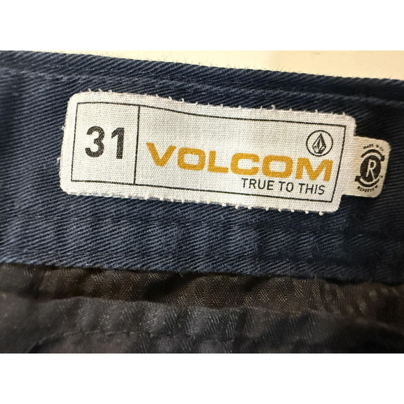 Volcom Pants Mens 31 Navy Blue Chino Casual Straight Leg Stone Logo Pockets - Picture 2 of 7